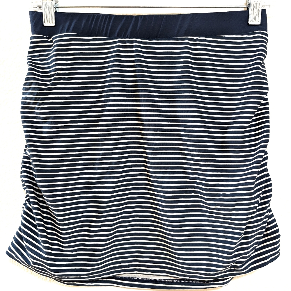 Carve Designs Swim Skirt Nautical Navy Striped XS Ruched Sides